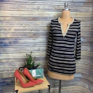 Tory Burch Evan Embellished Striped Silk-Jersey